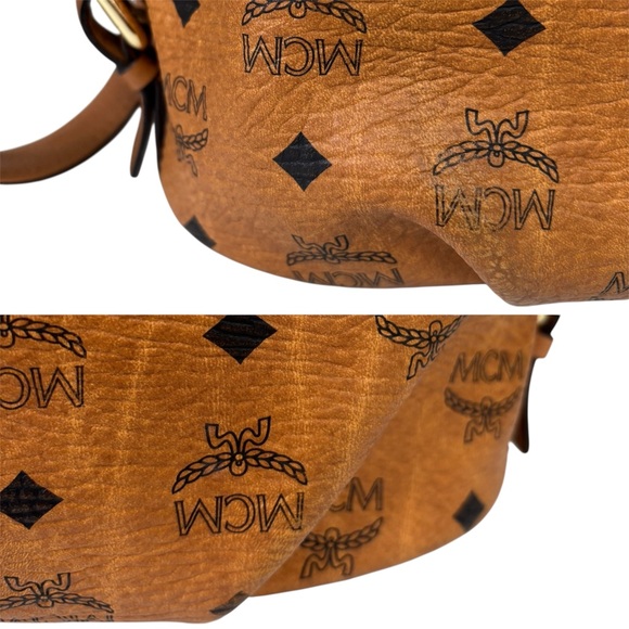 MCM Cognac Visetos Coated Canvas and Leather Hobo - Picture 11 of 14